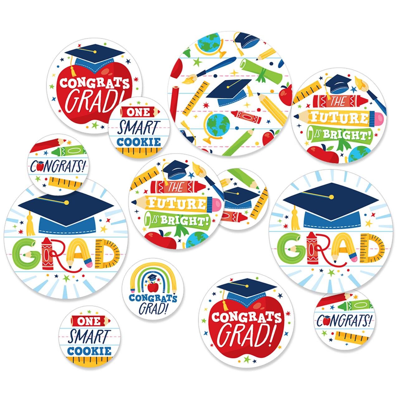 Big Dot of Happiness Kindergarten Grad - 4K Preschool Kids Graduation Party Giant Circle Confetti - Party Decorations - Large Confetti 27 Count